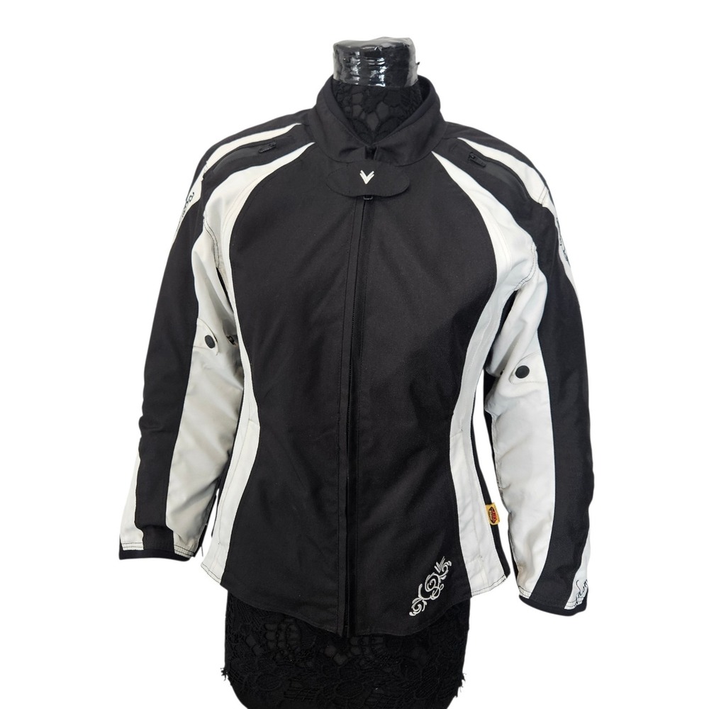 Frank Thomas Motorcycle Lady Racer Jacket Size Large Black And White FTW340